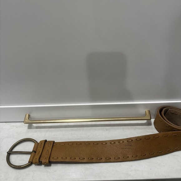 Miu Miu Brown Genuine Leather Designer Belt Made in Italy Womens 32 Brass Buckle - Picture 4 of 12